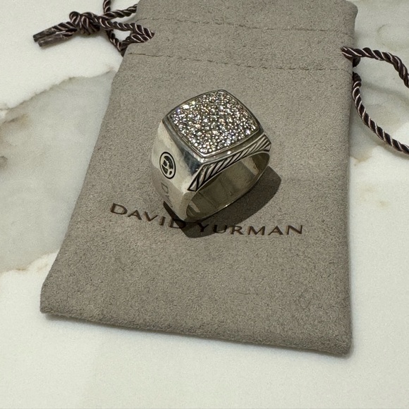 David Yurman Diamond Signet Ring - Size 10 - Picture 8 of 8
